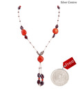 Silver Centrre Silver, Garnet and Cornelian Necklace with free silver coin