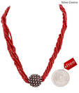 Silver Centrre Silver and Coral Necklace with free silver coin