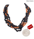 Silver Centrre Silver, Black Onyx and Cornelian Necklace with free silver coin
