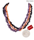 Silver Centrre Silver, Cornelian, Amethyst and Black Onyx Necklace with free silver coin