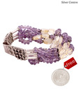 Silver Centrre Silver, Amethyst and Citrine Bracelet with free silver coin