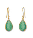 Silver Centrre Green Drop Earrings