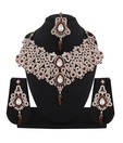 Variation Scintillating Patwa Brown Necklace Set with Maangtika