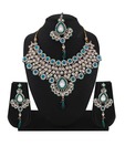 Variation Blue Opulent Patwa Necklace Set with Maangtika