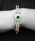 Erato Green Stone & CZ Studded Floral Bracelet