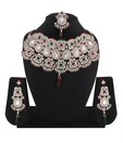 Variation Finely Crafted Red & Green Patwa Choker Set with Maangtika