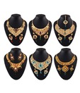 Variation Combo Of Six Vibrant Necklace Sets With Maang Tika