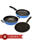 Apricoat 3 Pieces Gift Set - Fry Pan, Chapati Tawa & Kadhai