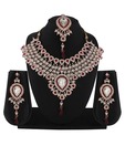 Variation Festive Vibrant Red Necklace Set with Maangtika