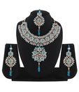 Variation Grand Blue Sparkle Necklace Set with Maangtika
