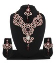 Variation Fancy Red Floral Patwa Necklace Set with Maangtika