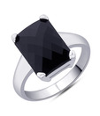Peora Sterling Silver Finely Faceted Black CZ Ring