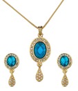 Oleva Blue Stone & AD Studded Pendant Set