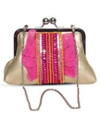 Favola Golden & Pink Beaded Clutch