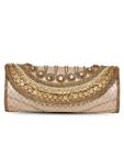 Favola Silver & Golden Beads Embellished Clutch