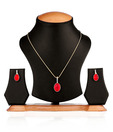 Oleva Facted Red Stone Classy Pendant Set