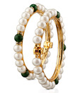 Oleva Set of Two Pretty Pearl Bangles