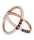 Vision Red & Green Bead & Pearl Pair Of Bangles