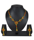Aakshi Red Stones Floral Fancy Necklace Set