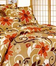 Home Candy Beige & Orange Double Bed Sheet