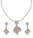 Sneh Leafy Cluster CZ & Pearl Necklace Set