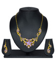 Aakshi Enchanting Purple stone Floral Necklace Set