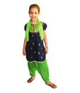 DotnDitto Navy Blue & Green Block Printed Suit