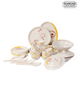 Diamond Crockery Yellow & Red Floral Dinner Set - 40 Pcs
