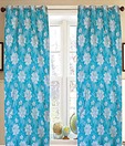 Dekor World Turquoise & Silver Jacquard Eyelet Curtain