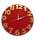 Earth 3D Number Wall Clock - Red & Gold