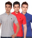Rudham Grey, Red & Royal Blue Pack of 3 Polo T-Shirts