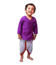 DotnDitto Rich Violet & White Angrakha Dhoti-Kurta For Kids