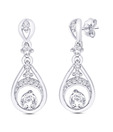 Peora Designer Sterling Silver CZ Hanging Earrings