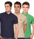 Rudham Navy Blue, Cream & Green Pack of 3 Polo T-Shirts