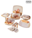 Diamond Crockery Beige & White Floral Dinner Set - 34 Pcs