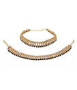 Adhira Attractive Black Beaded Anklet Pair