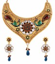 Adhira Attractive Mayur Design Golden Plated Necklace Set