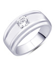 Peora Single CZ Classy Sterling Silver Band Ring