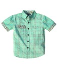 ShopperTree Aqua Green Printed Checks Shirt For Kids