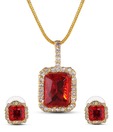 Oleva CZ Studded Red Pendant Set
