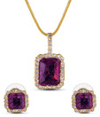 Oleva CZ Studded Purple Pendant Set
