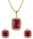 Oleva CZ Studded Maroon Pendant Set