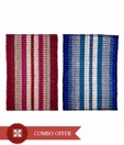 FabLooms Blue & Maroon Stripes Mat Combo- Set Of 2