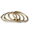 Sri Venkateshwara Pearl & Green Stone Single Line Bangles - Set Of 4