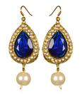 Kshitij Jewels Blue Stone & White Pearl Earrings