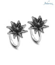 Johareez Enticing Sterling Silver Oxidized Floral Toe Rings