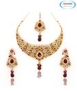 Vendee Exclusive AD Adorned Maroon Necklace Set With Maang Tika
