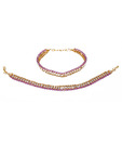 Adhira Pair of String Purple & Golden Payals
