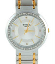 Timex Crystal Studded Round Dial Watch