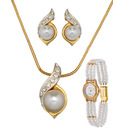 Oleva AD & Pearl Centre Pendent Set & Pearl Watch Combo